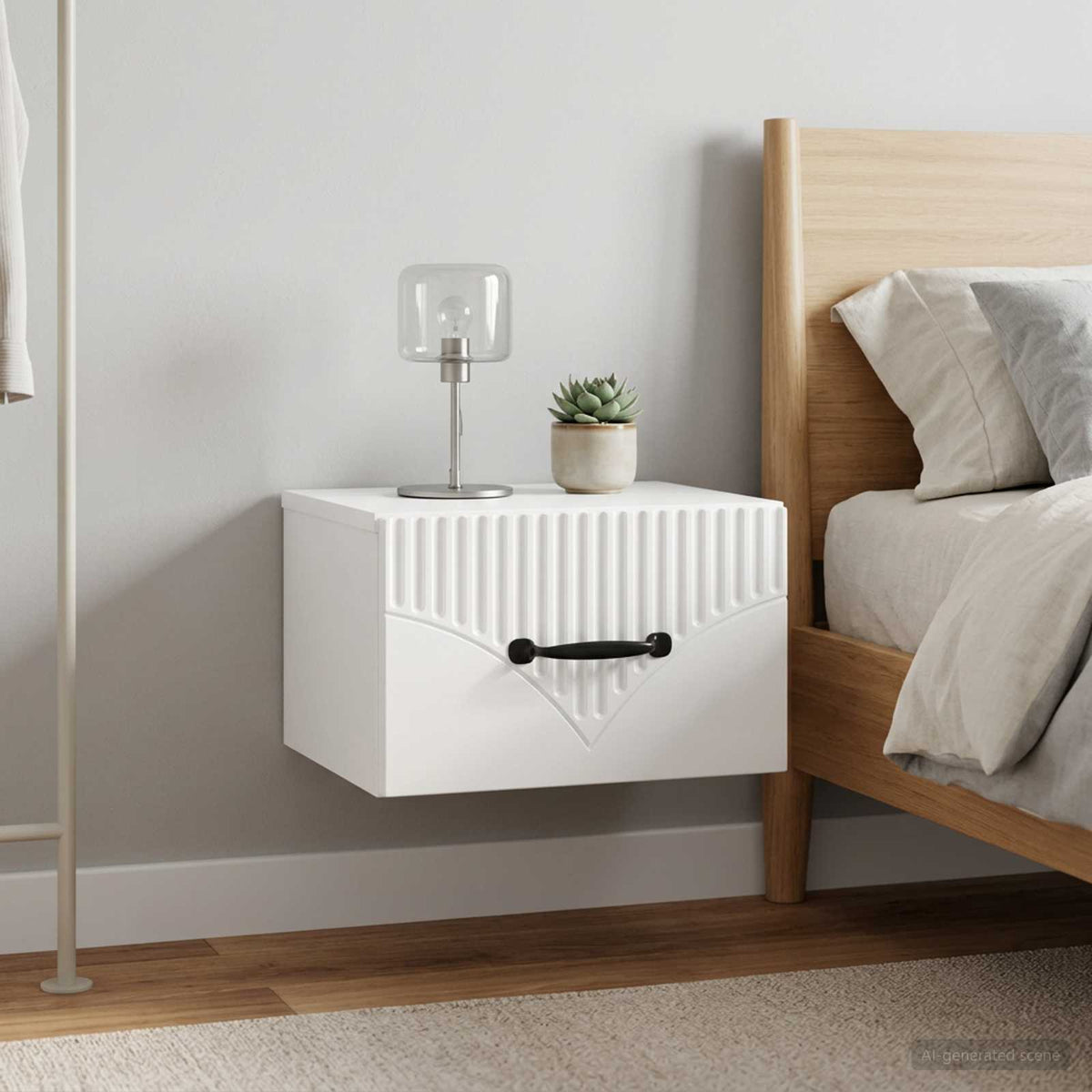 Wall-Mounted Bedside Cabinet 2 pcs High Gloss White