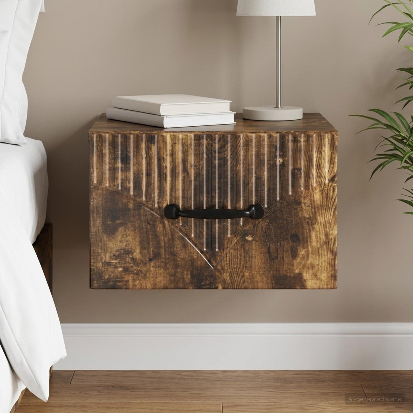 Wall-Mounted Bedside Cabinet Smoked Oak 34.5 x 33 x 20 cm