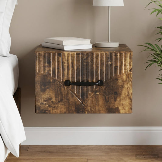 Wall-Mounted Bedside Cabinet Smoked Oak 34.5 x 33 x 20 cm