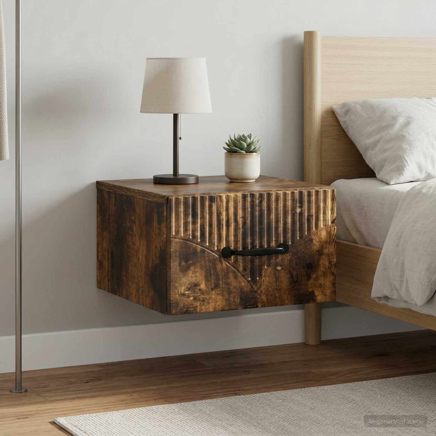Wall-Mounted Bedside Cabinet 2 pcs Smoked Oak 34.5 x 33 x 20 cm