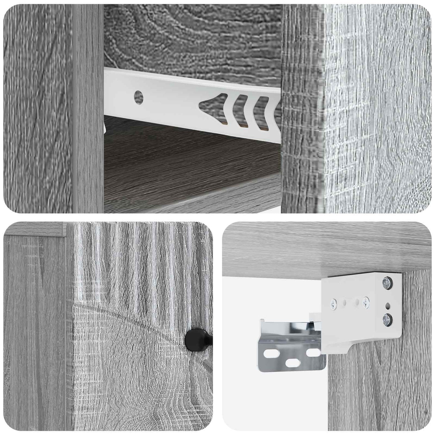 Wall-Mounted Bedside Cabinet Grey Sonoma 34.5 x 33 x 20 cm