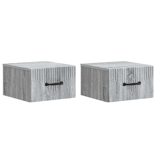 Wall-Mounted Bedside Cabinet 2 pcs Grey Sonoma
