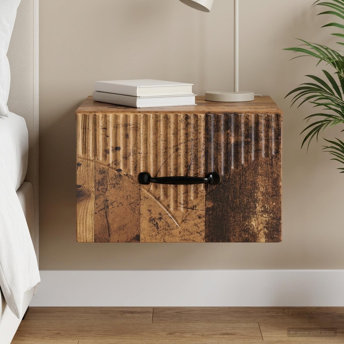 Wall-Mounted Bedside Cabinet Old Wood 34.5 x 33 x 20 cm