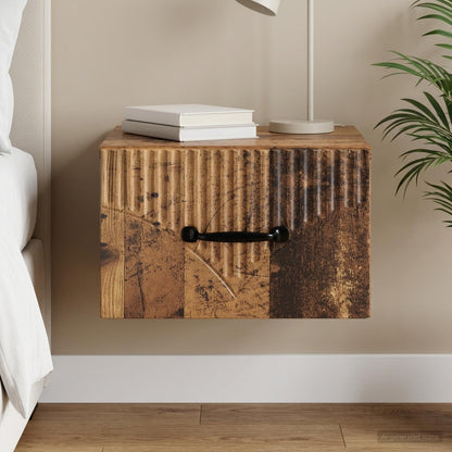 Wall-Mounted Bedside Cabinet Old Wood 34.5 x 33 x 20 cm
