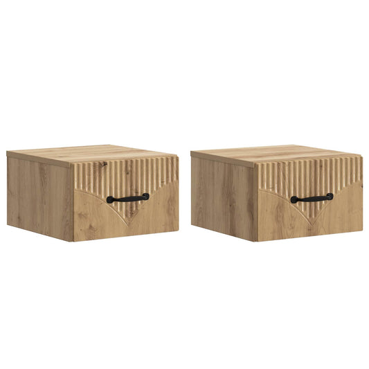 Wall-Mounted Bedside Cabinet 2 pcs Artisan Oak