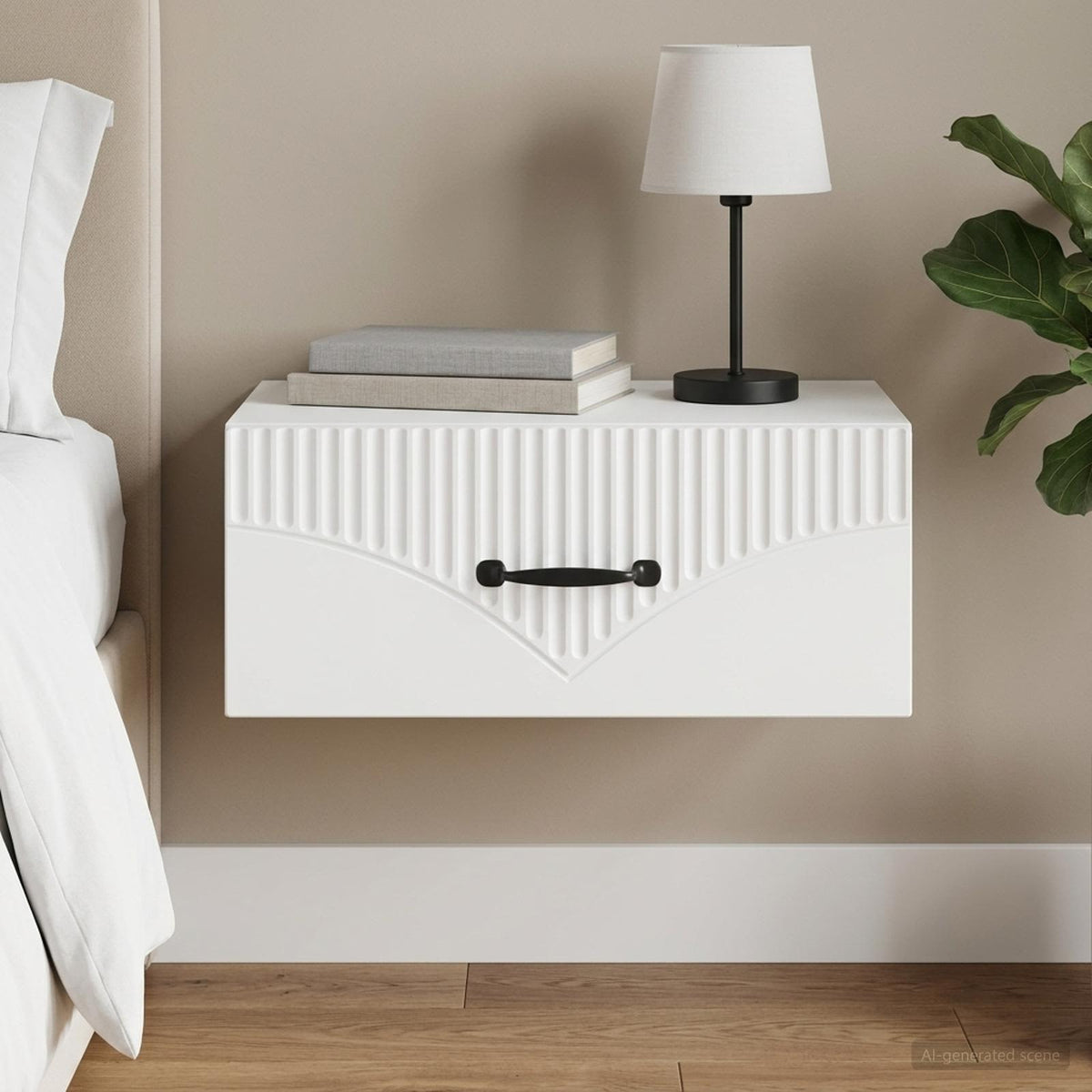 Wall-Mounted Bedside Cabinet White 49 x 34.5 x 20 cm