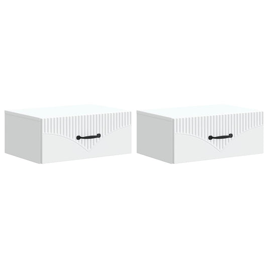 Wall-Mounted Bedside Cabinet 2 pcs White 49 x 34.5 x 20 cm