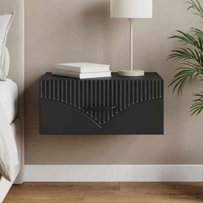 Wall-Mounted Bedside Cabinet Black 49 x 34.5 x 20 cm