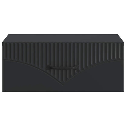 Wall-Mounted Bedside Cabinet Black 49 x 34.5 x 20 cm