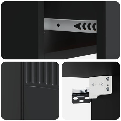 Wall-Mounted Bedside Cabinet 2 pcs Black 49 x 34.5 x 20 cm
