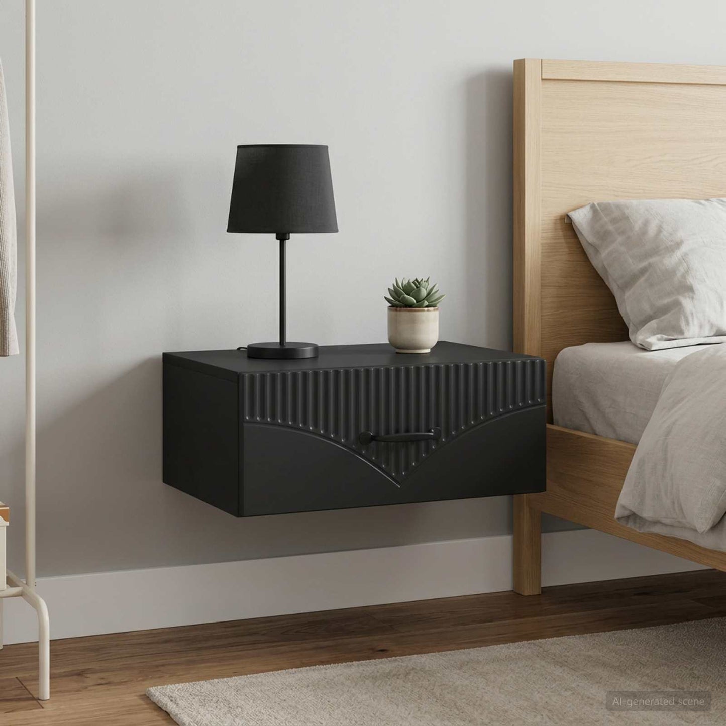 Wall-Mounted Bedside Cabinet 2 pcs Black 49 x 34.5 x 20 cm