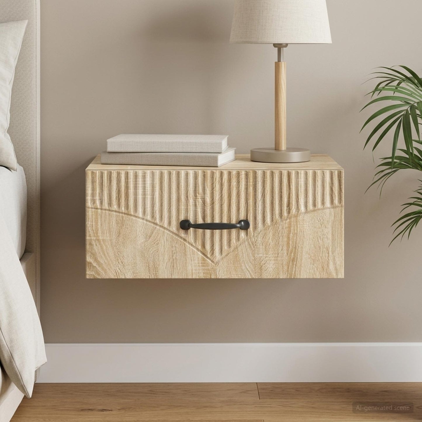 Wall-Mounted Bedside Cabinet Sonoma Oak 49 x 34.5 x 20 cm