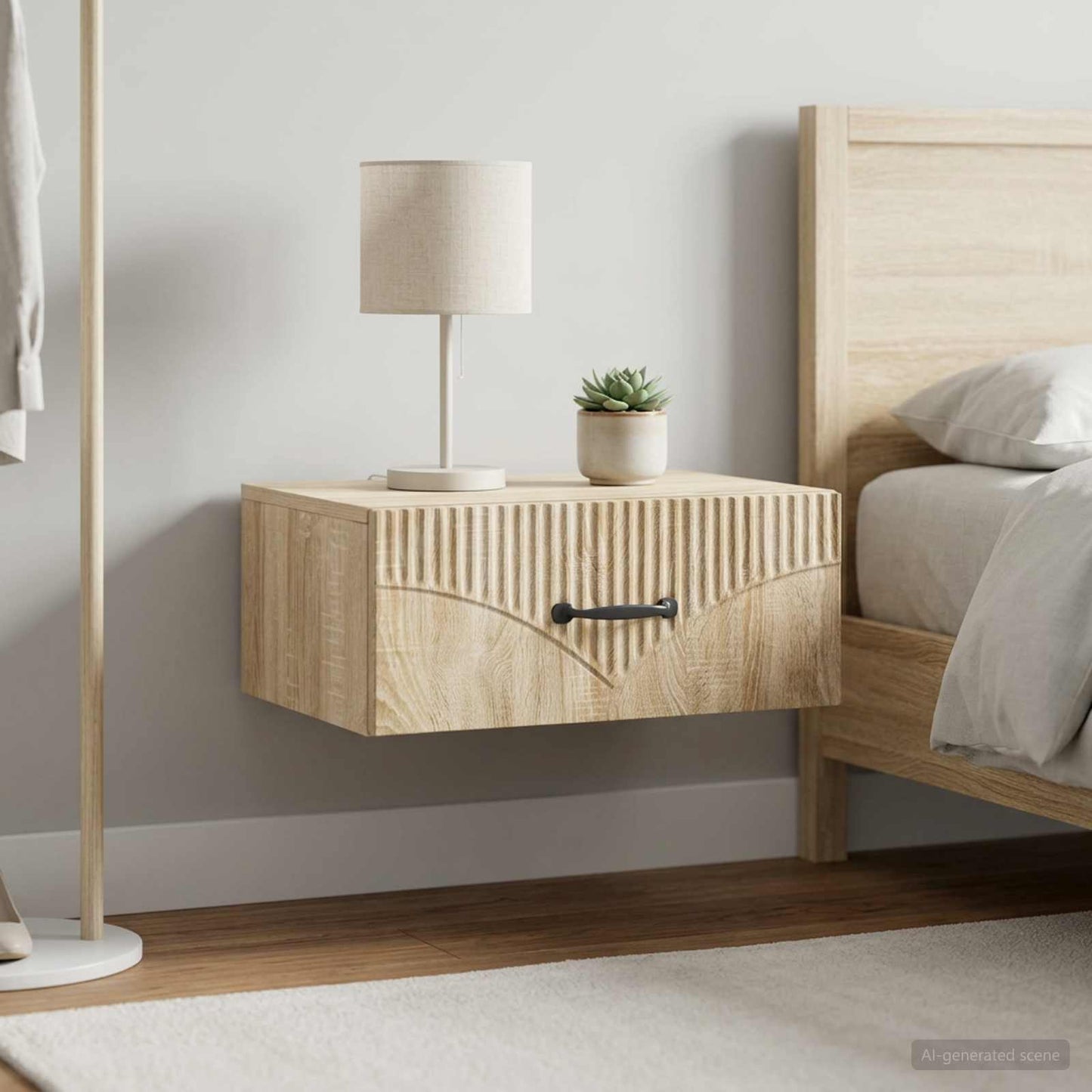 Wall-Mounted Bedside Cabinet 2 pcs Sonoma Oak 49 x 34.5 x 20 cm