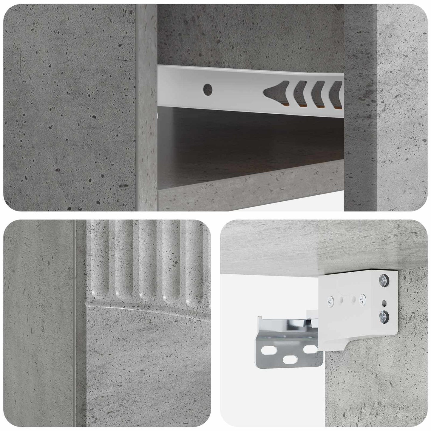 Wall-Mounted Bedside Cabinet Concrete Grey 49 x 34.5 x 20 cm