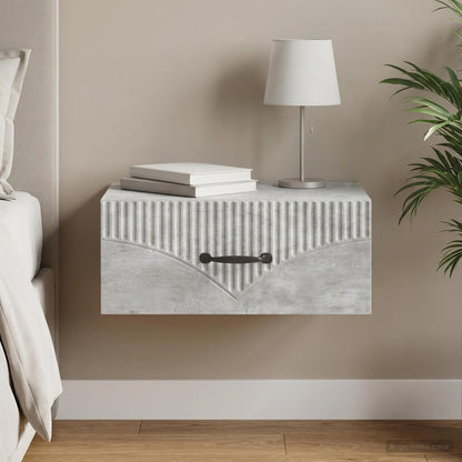 Wall-Mounted Bedside Cabinet Concrete Grey 49 x 34.5 x 20 cm