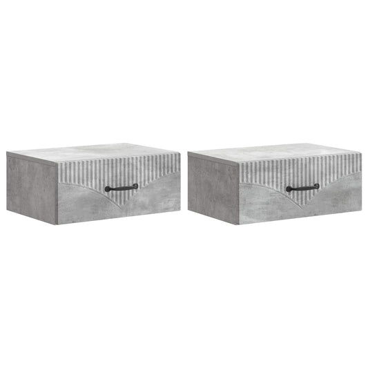Wall-Mounted Bedside Cabinet 2 pcs Concrete Grey