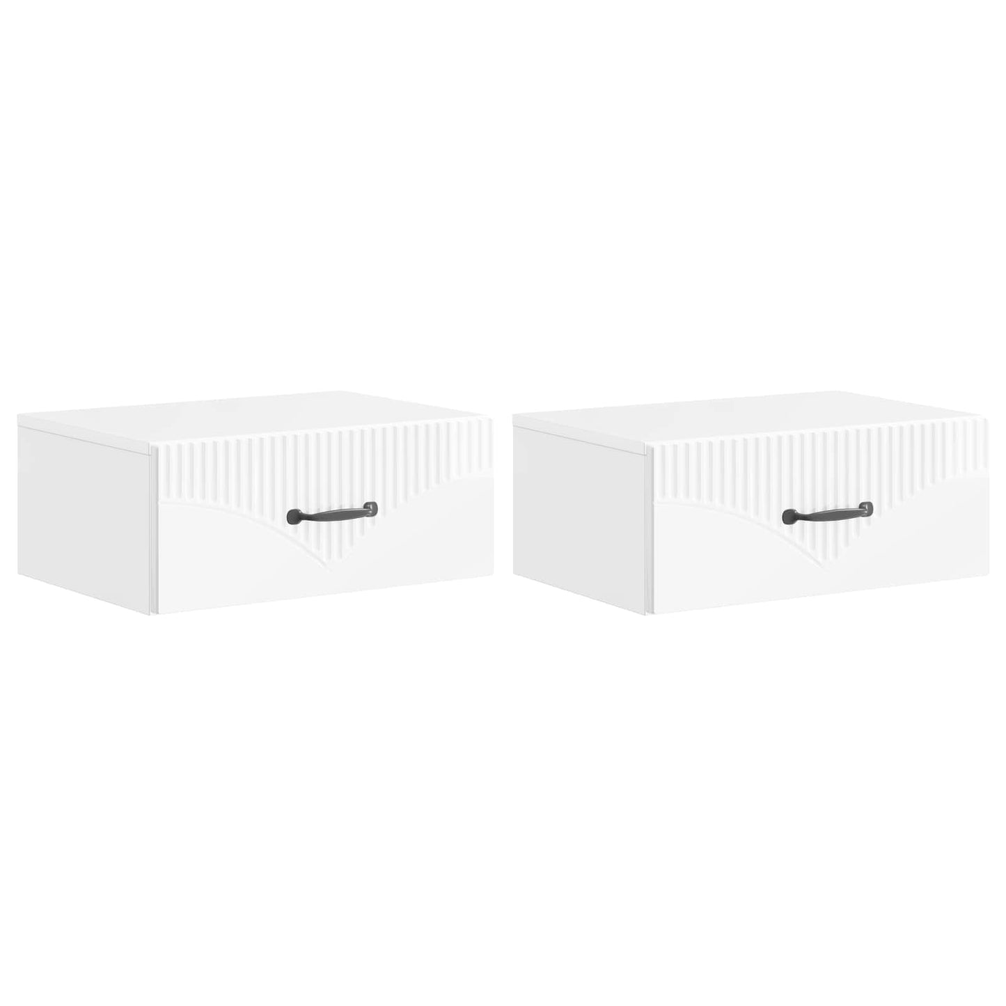 Wall-Mounted Bedside Cabinet with Drawer 2 pcs High Gloss White
