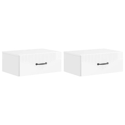 Wall-Mounted Bedside Cabinet with Drawer 2 pcs High Gloss White