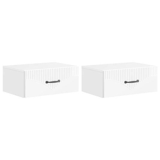 Wall-Mounted Bedside Cabinet 2 pcs High Gloss White
