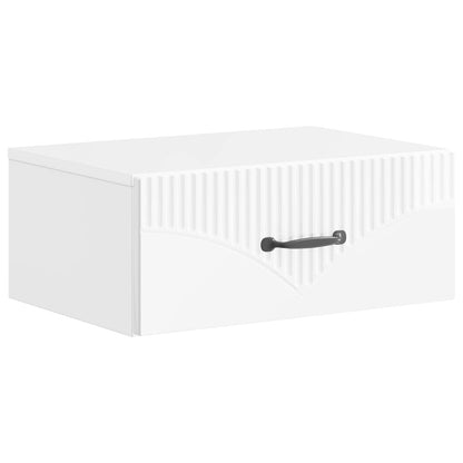 Wall-Mounted Bedside Cabinet with Drawer 2 pcs High Gloss White