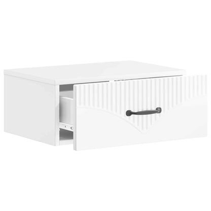 Wall-Mounted Bedside Cabinet with Drawer 2 pcs High Gloss White