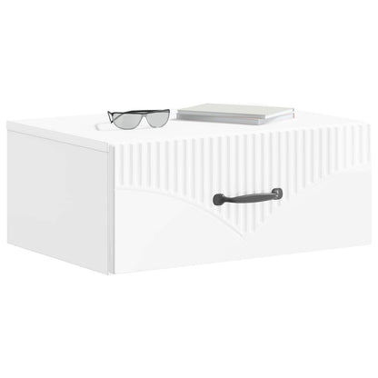 Wall-Mounted Bedside Cabinet with Drawer 2 pcs High Gloss White