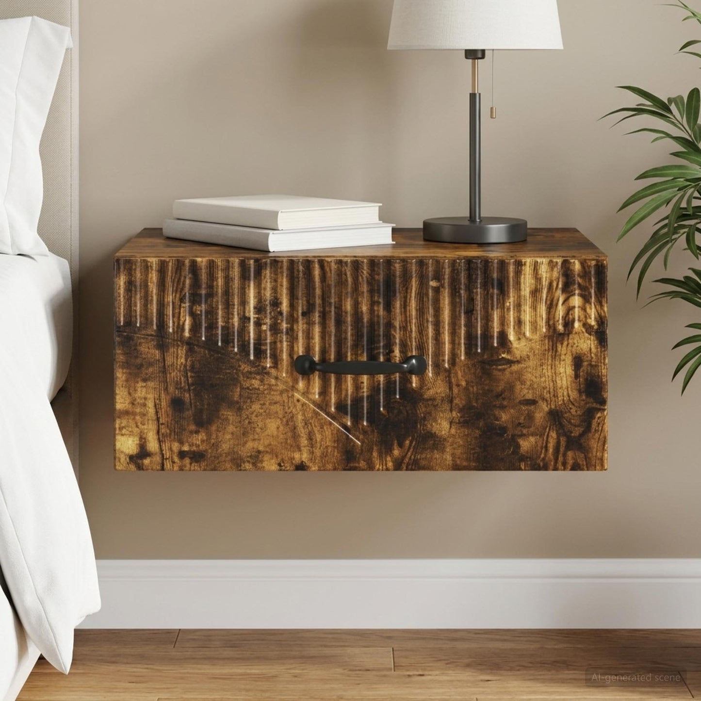 Wall-Mounted Bedside Cabinet Smoked Oak 49 x 34.5 x 20 cm
