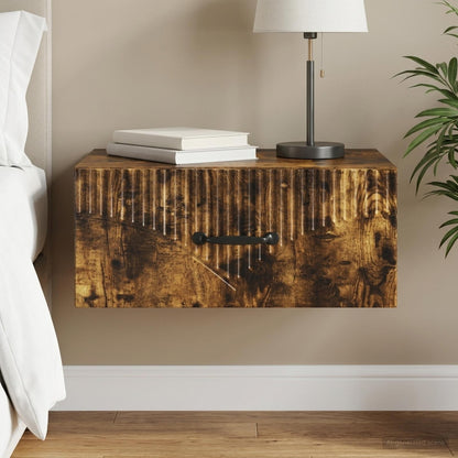 Wall-Mounted Bedside Cabinet Smoked Oak 49 x 34.5 x 20 cm