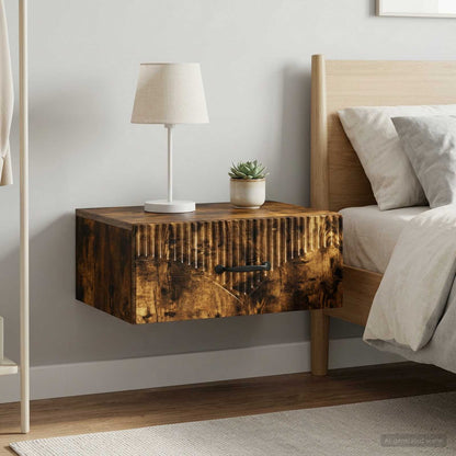 Wall-Mounted Bedside Cabinet 2 pcs Smoked Oak 49 x 34.5 x 20 cm