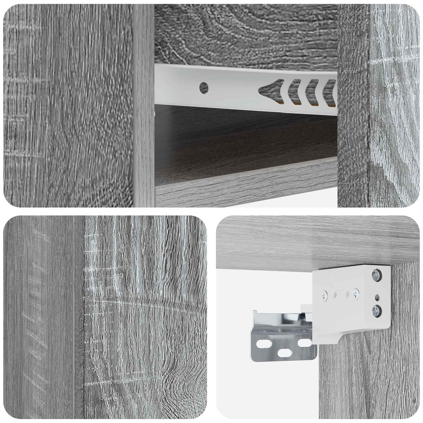 Wall-Mounted Bedside Cabinet Grey Sonoma 49 x 34.5 x 20 cm