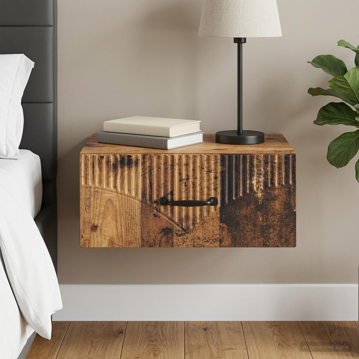 Wall-Mounted Bedside Cabinet Old Wood 49 x 34.5 x 20 cm