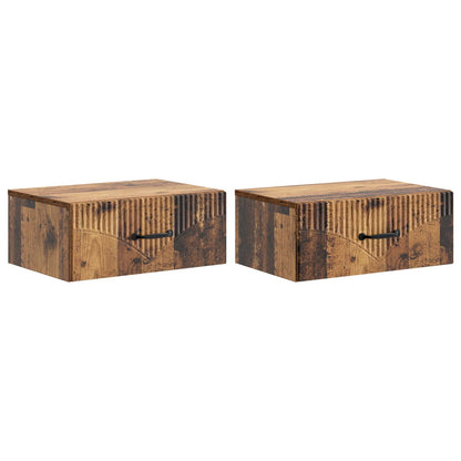 Wall-Mounted Bedside Cabinet 2 pcs Old Wood 49 x 34.5 x 20 cm