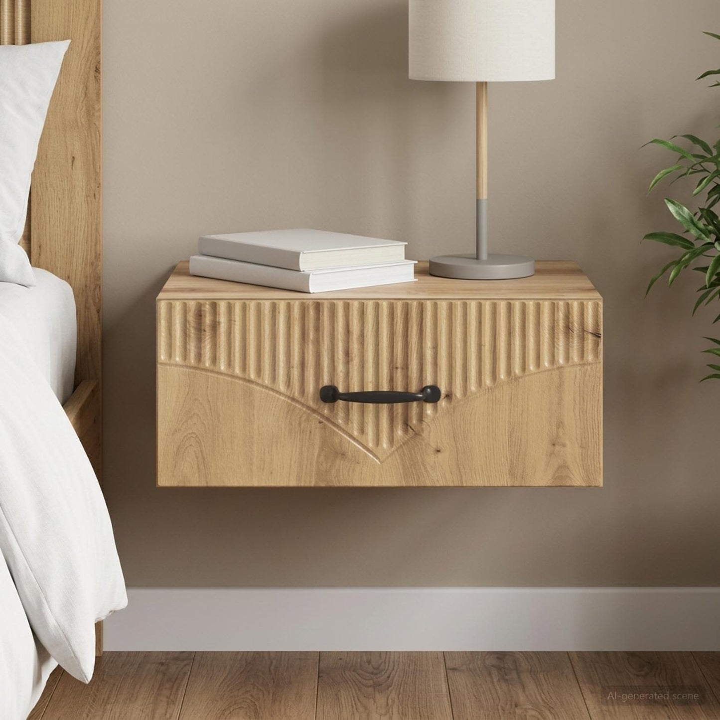 Wall-Mounted Bedside Cabinet Artisan Oak 49 x 34.5 x 20 cm