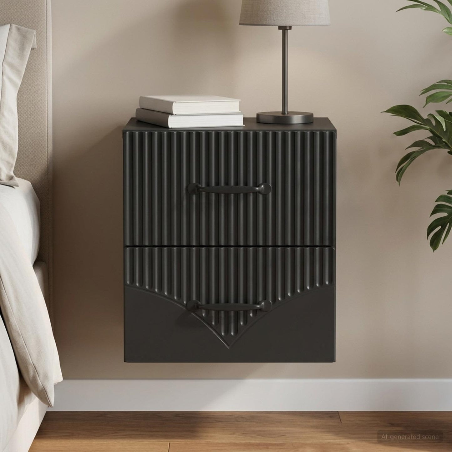Wall-Mounted Bedside Cabinet Black 34.5 x 33 x 40 cm