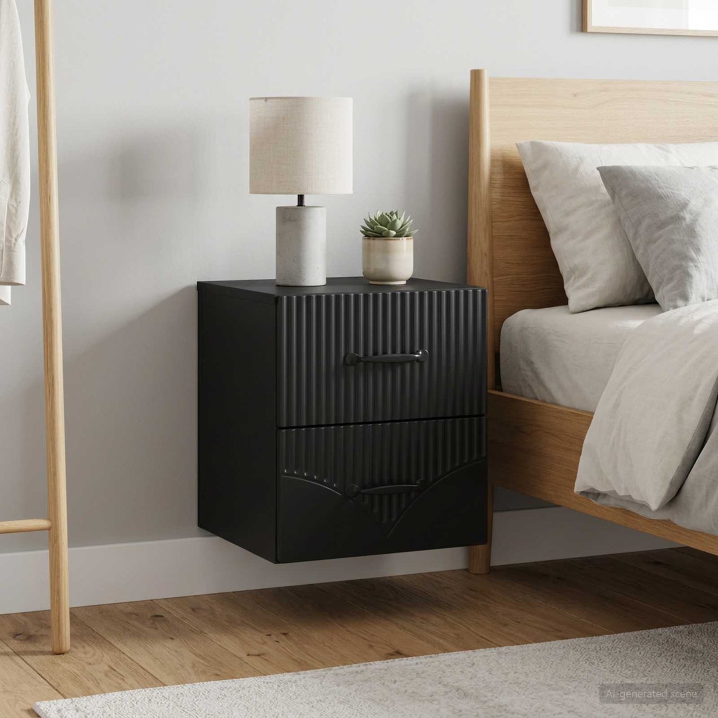 Wall-Mounted Bedside Cabinet 2 pcs Black 34.5 x 33 x 40 cm