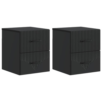 Wall-Mounted Bedside Cabinet 2 pcs Black 34.5 x 33 x 40 cm