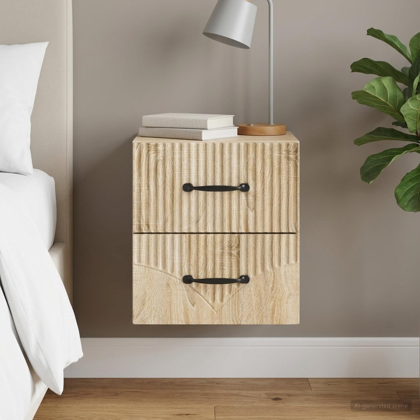 Wall-Mounted Bedside Cabinet Sonoma Oak 34.5 x 33 x 40 cm
