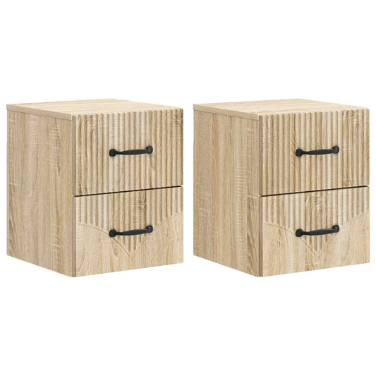 Wall-Mounted Bedside Cabinet 2 pcs Sonoma Oak 34.5 x 33 x 40 cm