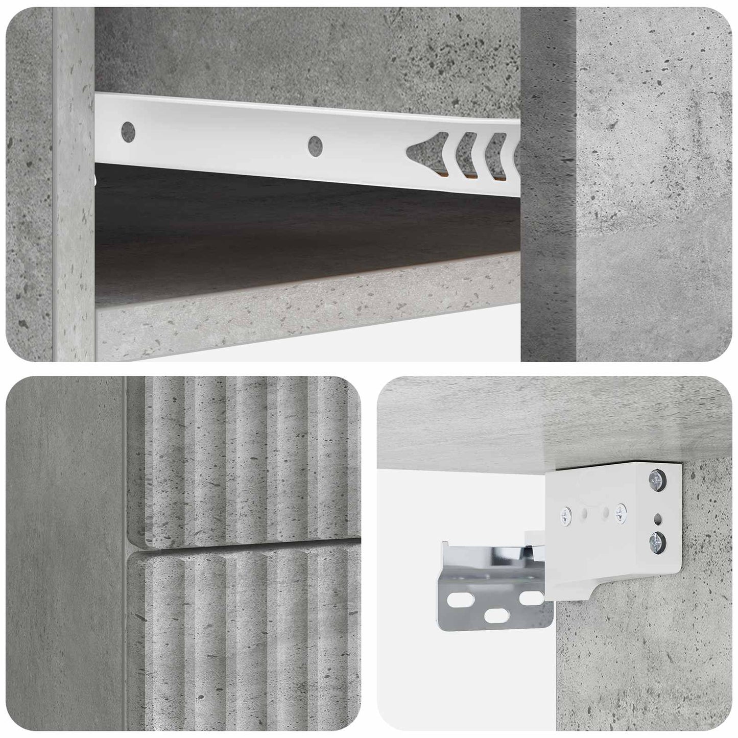 Wall-Mounted Bedside Cabinet Concrete Grey 34.5 x 33 x 40 cm