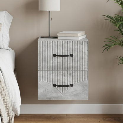Wall-Mounted Bedside Cabinet Concrete Grey 34.5 x 33 x 40 cm