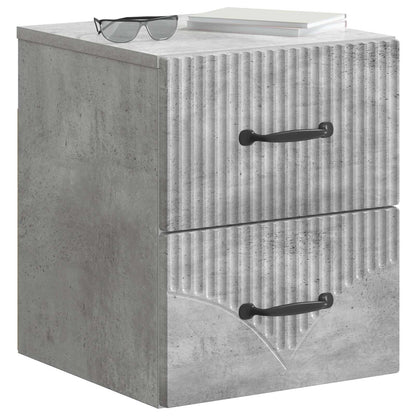 Wall-Mounted Bedside Cabinet with Drawer 2 pcs Concrete Grey