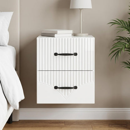 Wall-Mounted Bedside Cabinet High Gloss White 34.5 x 33 x 40 cm