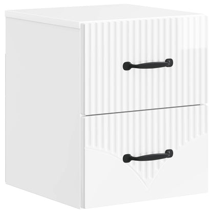 Wall-Mounted Bedside Cabinet High Gloss White 34.5 x 33 x 40 cm
