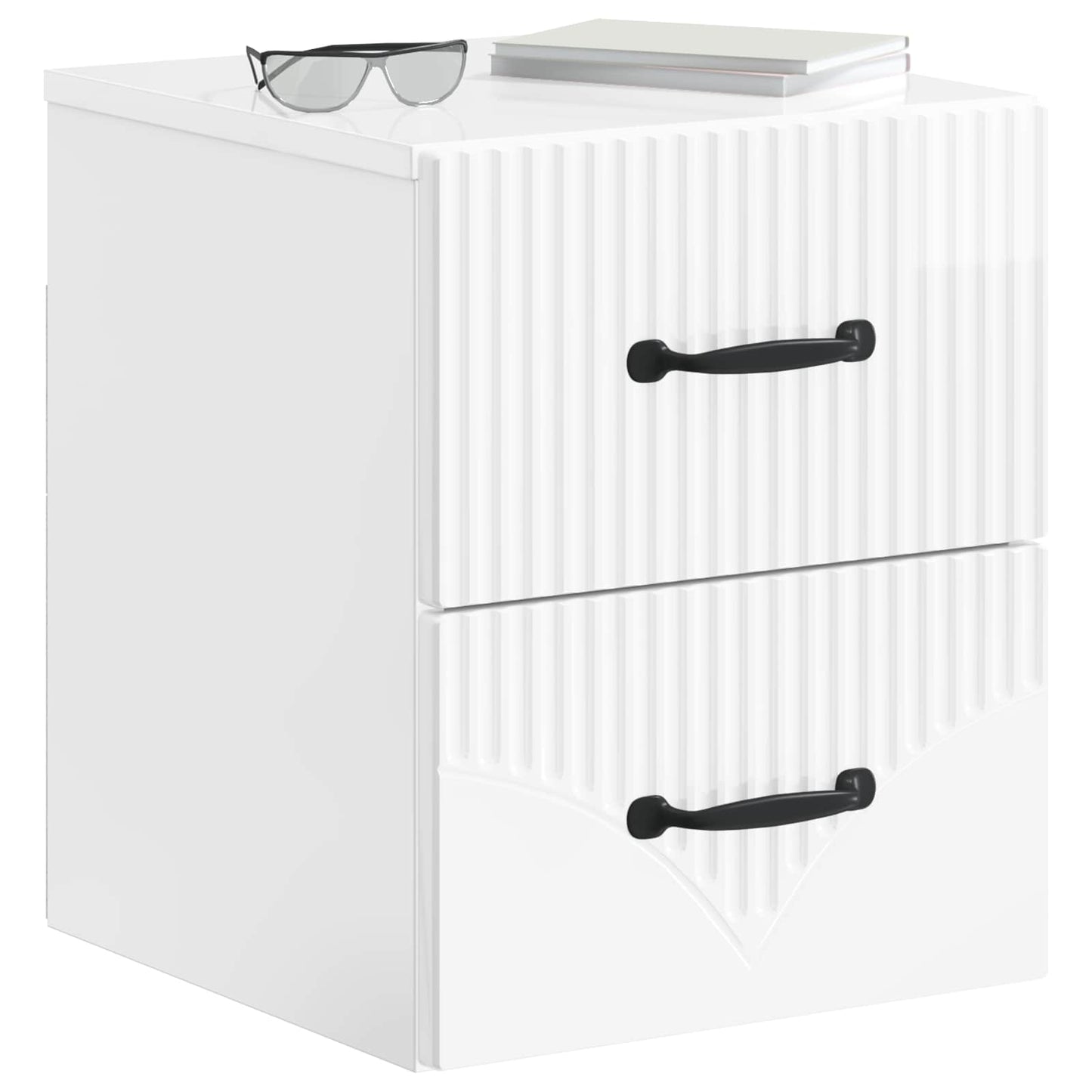 Wall-Mounted Bedside Cabinet High Gloss White 34.5 x 33 x 40 cm
