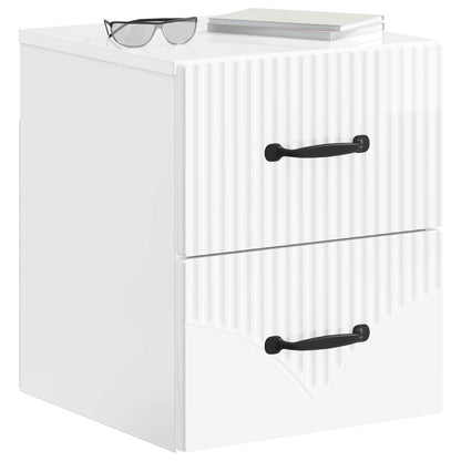 Wall-Mounted Bedside Cabinet High Gloss White 34.5 x 33 x 40 cm