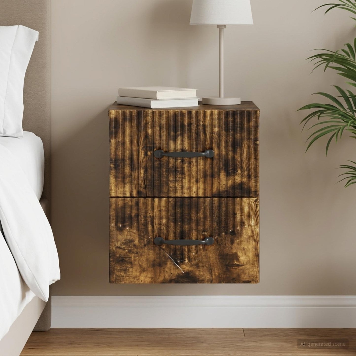 Wall-Mounted Bedside Cabinet Smoked Oak 34.5 x 33 x 40 cm