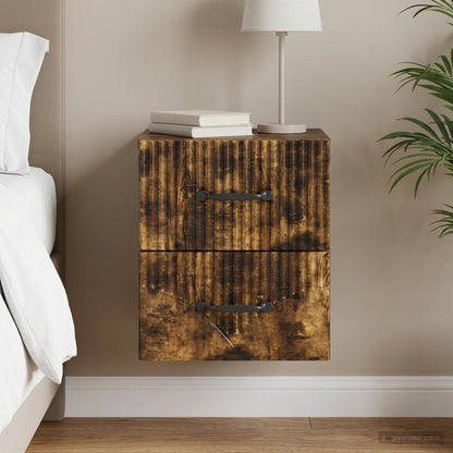 Wall-Mounted Bedside Cabinet Smoked Oak 34.5 x 33 x 40 cm