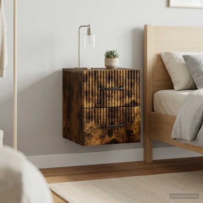 Wall-Mounted Bedside Cabinet 2 pcs Smoked Oak 34.5 x 33 x 40 cm