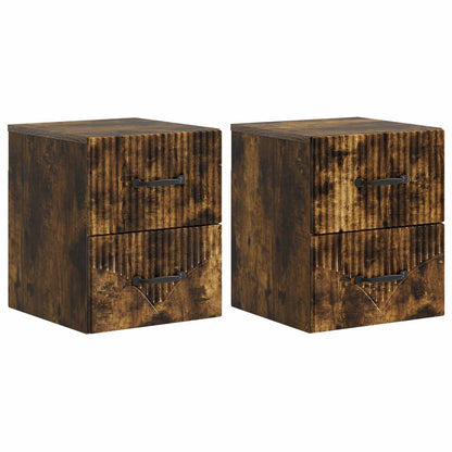 Wall-Mounted Bedside Cabinet 2 pcs Smoked Oak 34.5 x 33 x 40 cm