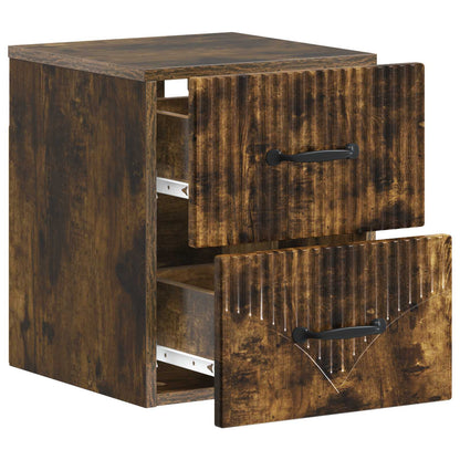 Wall-Mounted Bedside Cabinet 2 pcs Smoked Oak 34.5 x 33 x 40 cm